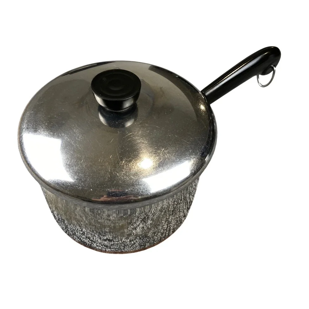 Vintage 1995 Revere Ware 3 Qt Saucepan Copper Clad Bottom Lid Clinton IL USA